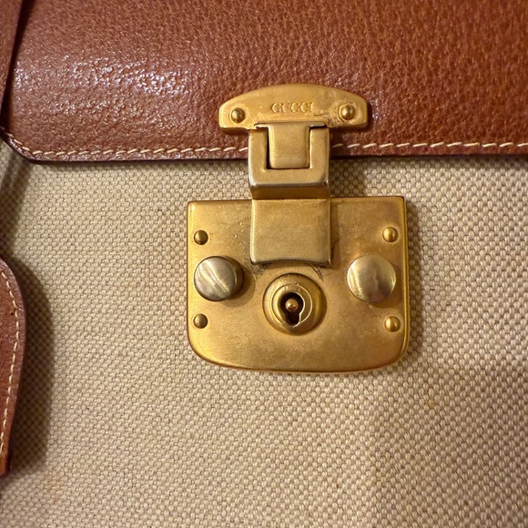 GUCCI CANVAS AND TEXTURED-LEATHER TOTE BAG DIANA - Picture 4 of 9